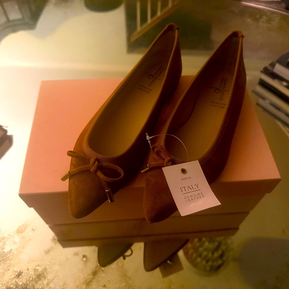 Pointed Toe Ballet Flats in Brown - Made in Italy